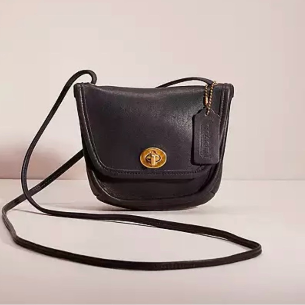 Coach Black Leather Crossbody with Gold Turnlock - Picture 7 of 10